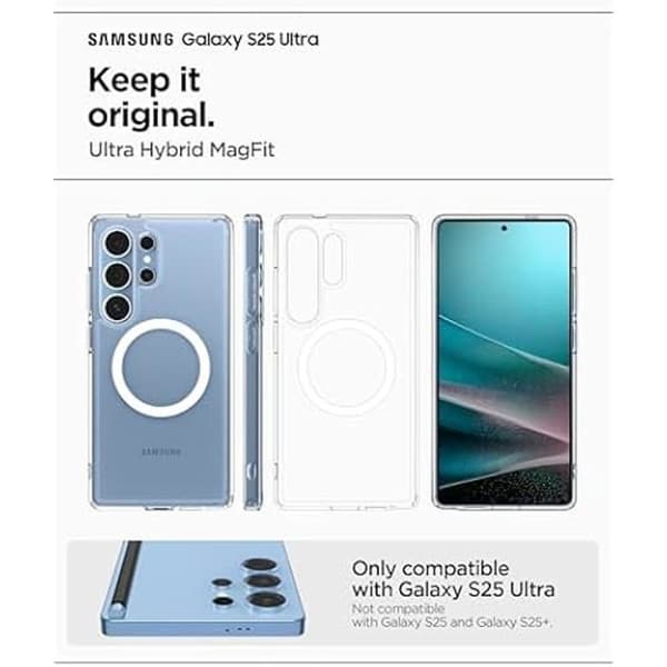 Coque - SPIGEN - Ultra Hybrid MagFit - Kompatibel med Samsung Galaxy S25 Ultra - Vit - Hybrid Skydd