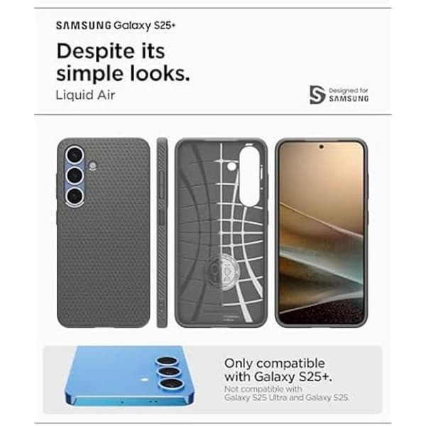 Coque - SPIGEN - Liquid Air - Kompatibel med Samsung Galaxy S25 Plus - Stötsäker - Ergonomisk - Grå