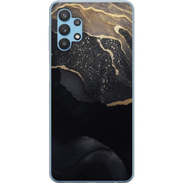 Samsung Galaxy A32 5G Gennemsigtig cover Sort guld abstrakt