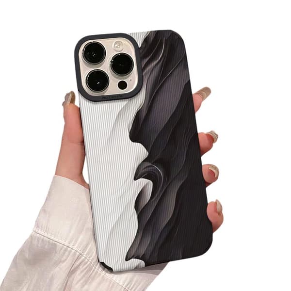 iPhone 13 Mini Skal - Black and white waves