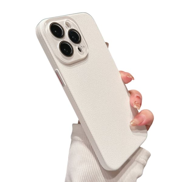 iPhone 13 Pro Skal - Vit lädertextur
