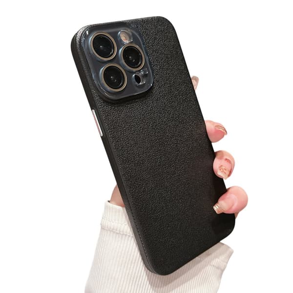 iPhone 13 Pro Skal - Svart lädertextur