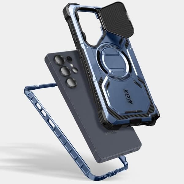 Coque Intégrale för Samsung S25 Ultra Stötbeständig Kompatibel med MagSafe I-Blason Blå