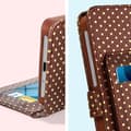 Miniatyrbild 6 av 6: Smartphone Etui med Prickar 5,0 till 5,3 Flip Plånbok Stöd och Spegel brun