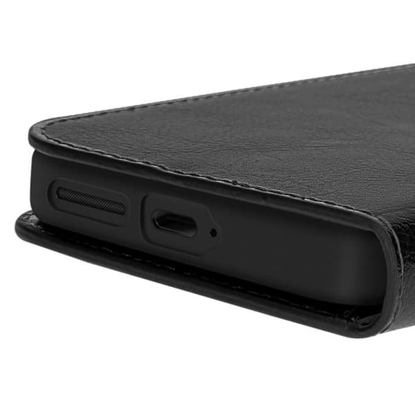 Plånboksfodral i läder för Google Pixel 9a med videostöd i svart
