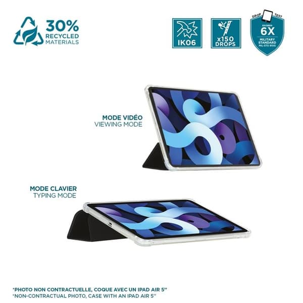 Skyddshölje för iPad Air 11'' 2024 M2 - Stötsäker Fodral - Svart/Transparent - Mjuk