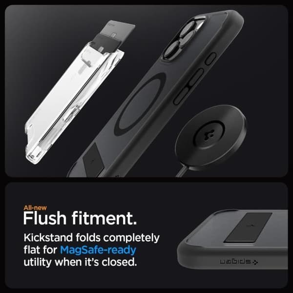 Spigen Skal för iPhone 16 Pro Ultra Hybrid S MagFit Flexibel Fäste 6,3 Tum - Frost Svart