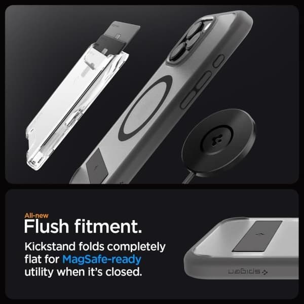 Spigen Skal för iPhone 16 Pro, Ultra Hybrid S MagFit, Flexibel Fäste 6,3 Tum - Frostgrå