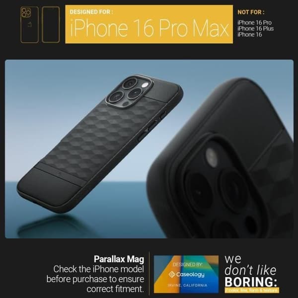 Coque de skydd i magnetisk design Caseology Parallax för iPhone 16 Pro Max - Matt svart