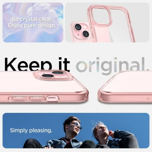 Spigen Anti-Gulnande Skal för iPhone 15 - Rosakristall