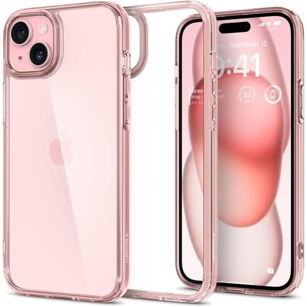 Spigen Anti-Gulnande Skal för iPhone 15 - Rosakristall