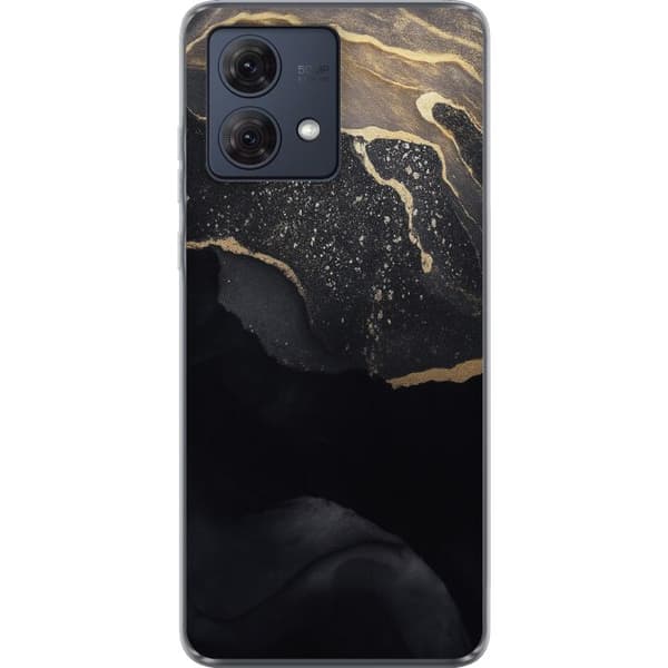 Motorola Moto G84 Gennemsigtig cover Sort guld abstrakt
