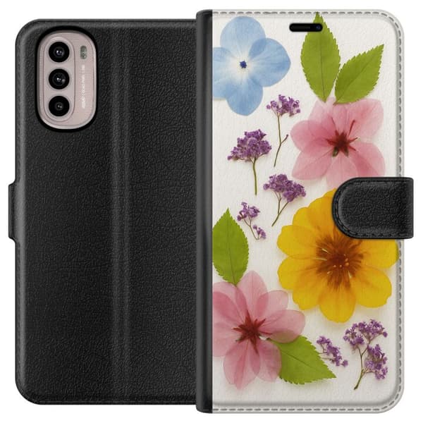 Motorola Moto G31 Lompakkokotelo Painetut kukat