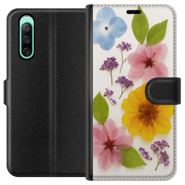 Sony Xperia 10 IV Lommeboketui Pressede blomster