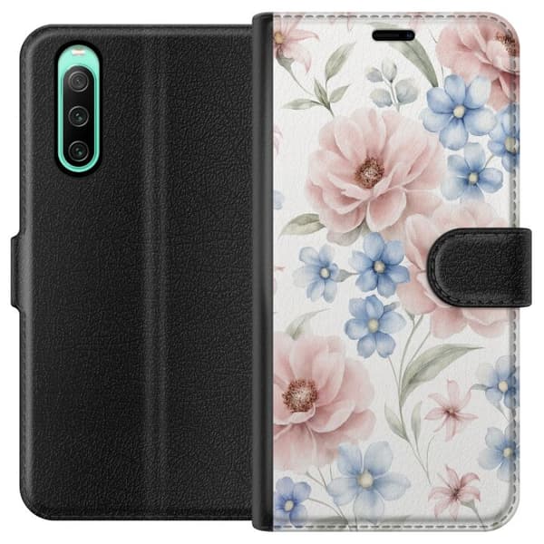 Sony Xperia 10 IV Lompakkokotelo Romanttiset kukat