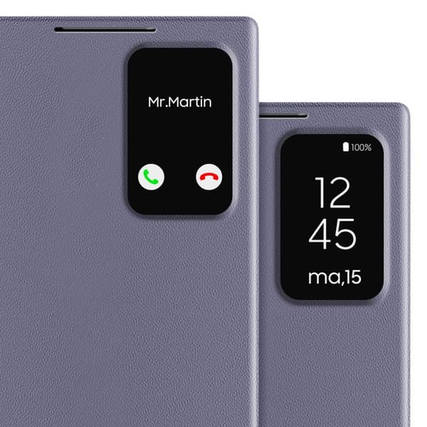 Fönsteretui för Samsung Galaxy S24 Ultra med kortficklock Lavendel