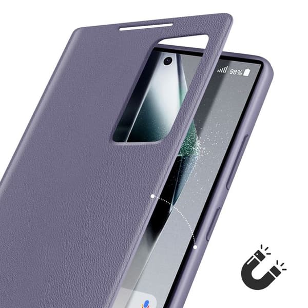 Fönsteretui för Samsung Galaxy S24 Ultra med kortficklock Lavendel