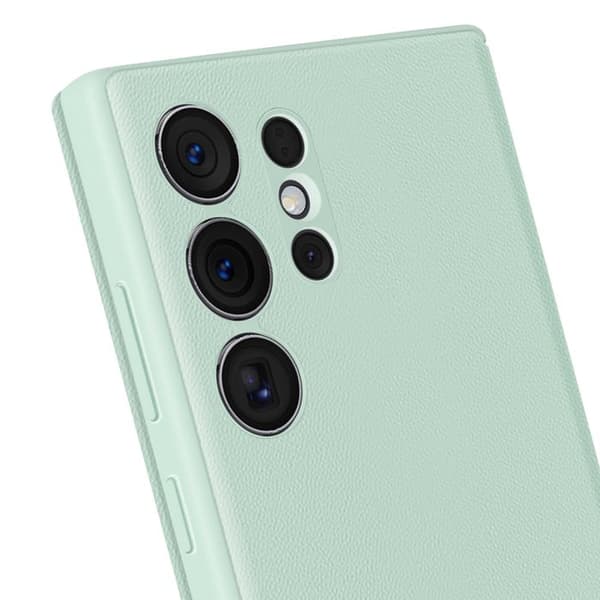 Fönsteretui för Samsung Galaxy S23 Ultra med kortficklok i ljusgrön