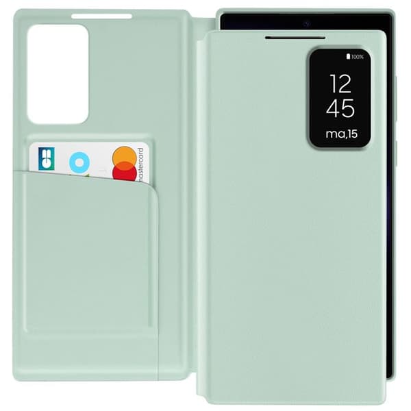 Fönsteretui för Samsung Galaxy S23 Ultra med kortficklok i ljusgrön