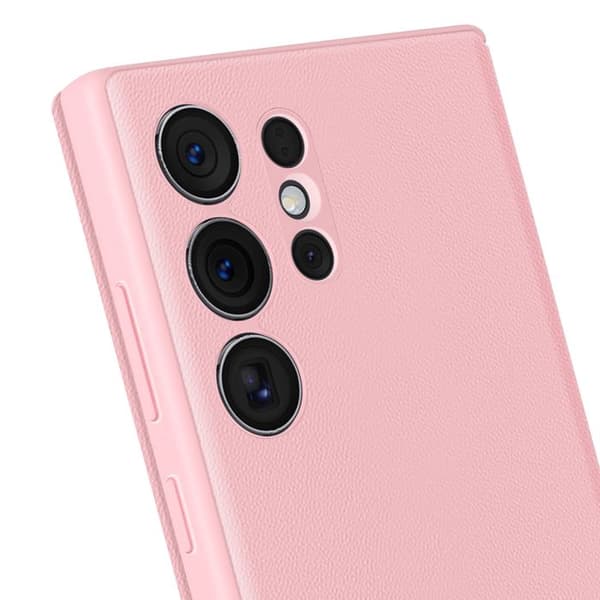 Fönsterfodral för Samsung Galaxy S23 Ultra med kortficka i rosa