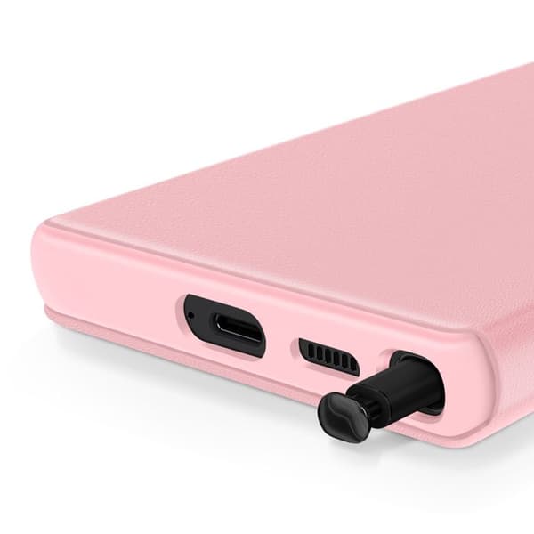 Fönsterfodral för Samsung Galaxy S23 Ultra med kortficka i rosa