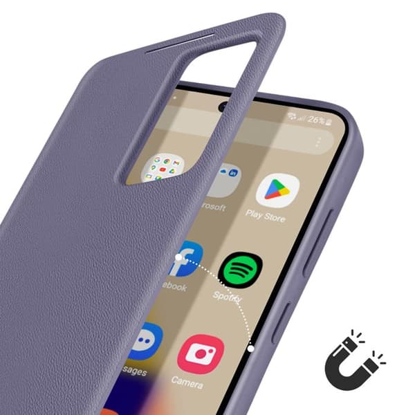Fönsterfodral för Samsung Galaxy S23 med kortficka Lavendel