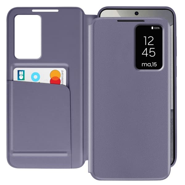 Fönsterfodral för Samsung Galaxy S23 med kortficka Lavendel