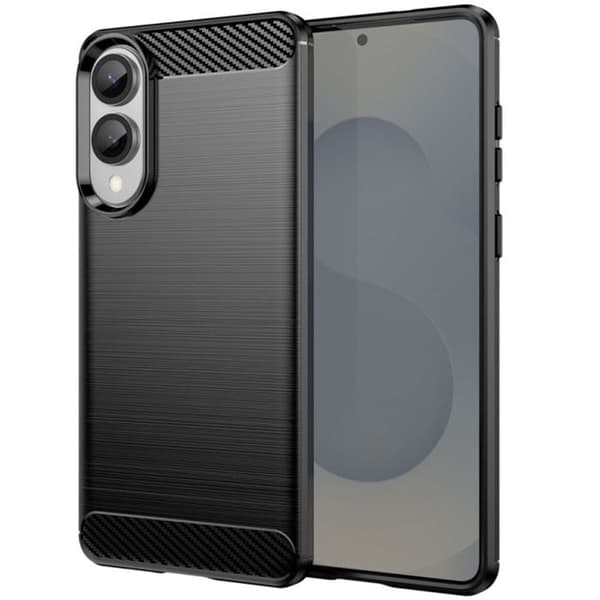 Coque för Samsung Galaxy S25 Edge Silikondesign Kolfiberborstat Svart