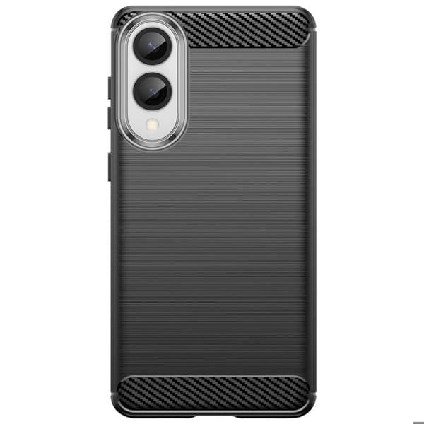 Coque för Samsung Galaxy S25 Edge Silikondesign Kolfiberborstat Svart