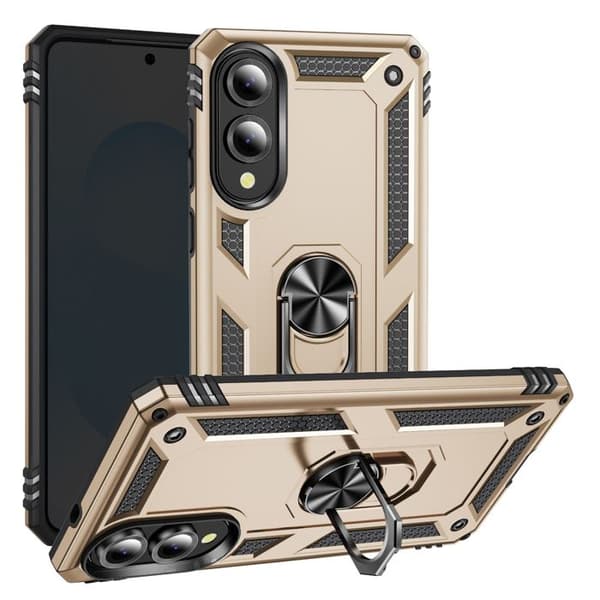 Coque för Samsung Galaxy S25 Edge Hybride Ring Stöd Magnetisk Guld