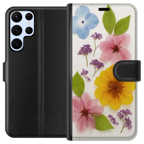 Samsung Galaxy S22 Ultra 5G Lommeboketui Pressede blomster
