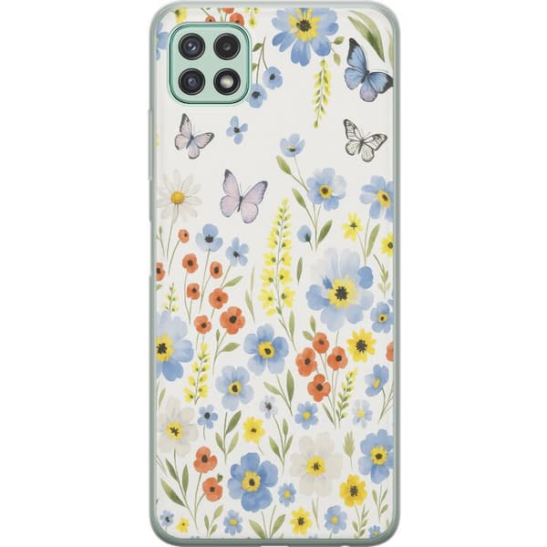 Samsung Galaxy A22 5G Läpinäkyvä kuori Kesäkukat