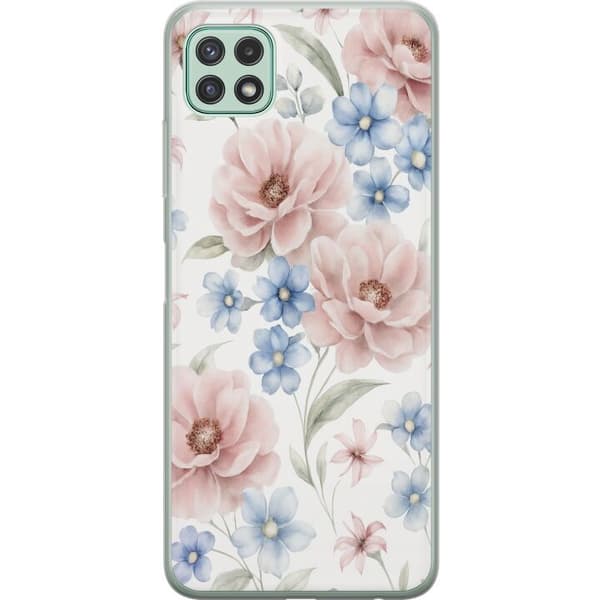 Samsung Galaxy A22 5G Gjennomsiktig deksel Romantiske blomster