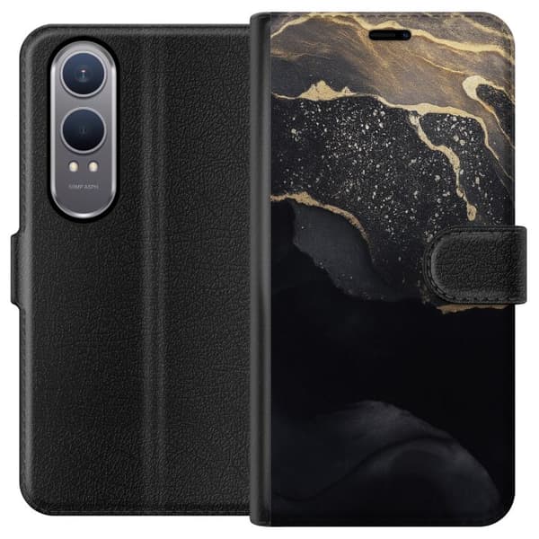 OnePlus Nord CE4 Lite Tegnebogsetui Sort guld abstrakt