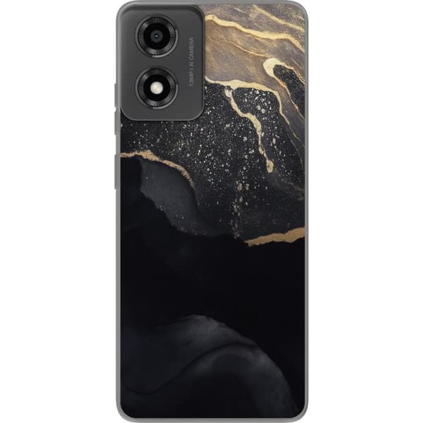 Motorola Moto E14 Gennemsigtig cover Sort guld abstrakt
