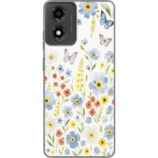 Motorola Moto E14 Gennemsigtig cover Sommerblomster