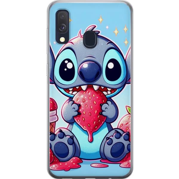 Samsung Galaxy A40 Genomskinligt Skal Strawberry Stitch