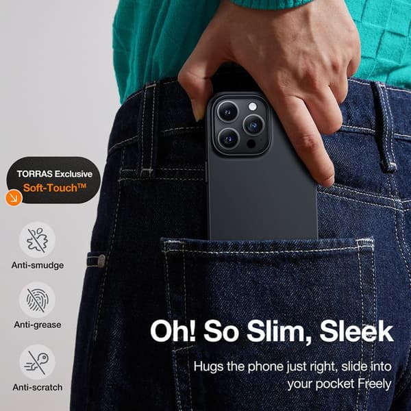 Skal för iPhone 15 Pro - Torras OriginFit-Mag serie - Svart