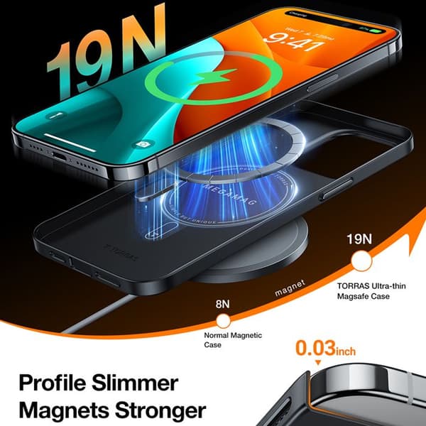 Skal för iPhone 15 Pro - Torras OriginFit-Mag serie - Svart