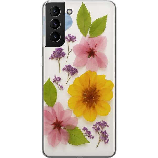 Samsung Galaxy S21+ 5G Läpinäkyvä kuori Painetut kukat
