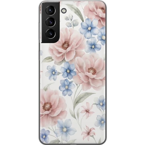 Samsung Galaxy S21+ 5G Genomskinligt Skal Romantiska blommor