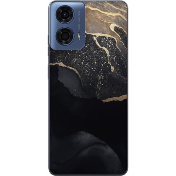 Motorola Moto G24 Gennemsigtig cover Sort guld abstrakt