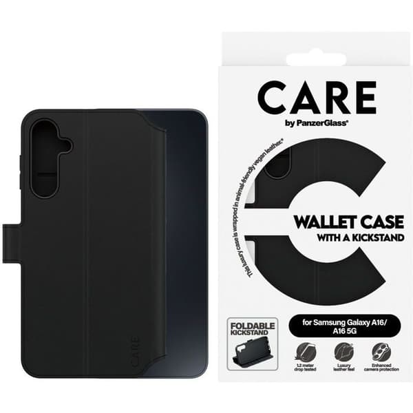 PanzerGlass CARE-fodral Samsung Galaxy A16/A16 5G WalletCase Kickstand svart