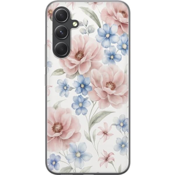 Samsung Galaxy A55 Gennemsigtig cover Romantiske blomster