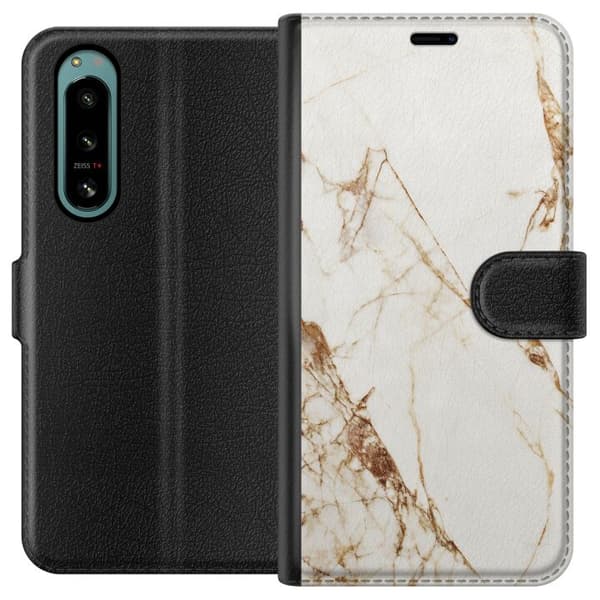 Sony Xperia 5 IV Lompakkokotelo Valkoinen marmori