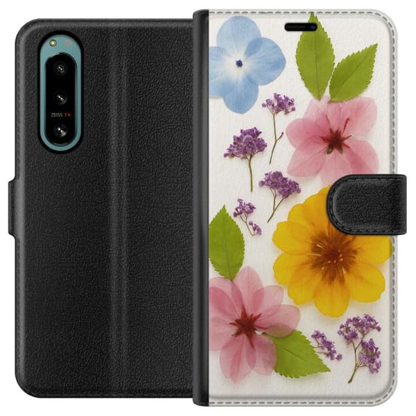 Sony Xperia 5 IV Lommeboketui Pressede blomster