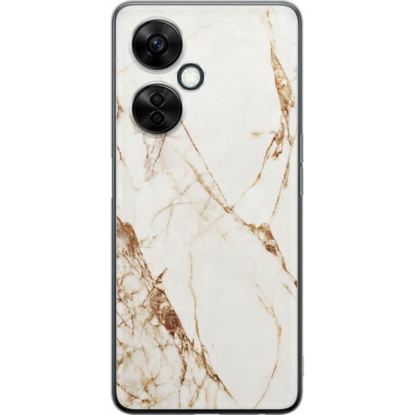 OnePlus Nord CE3 Gennemsigtig cover Hvid marmor