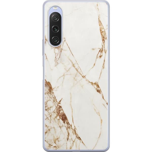 Sony Xperia 10 V Gennemsigtig cover Hvid marmor