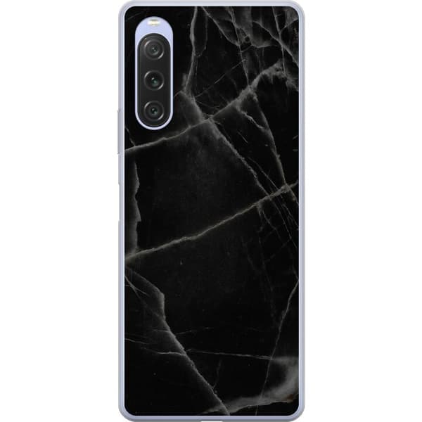 Sony Xperia 10 V Gennemsigtig cover Sort marmor