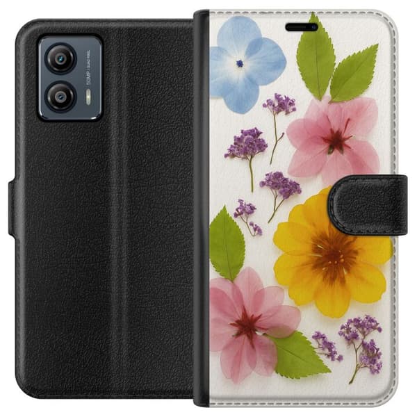 Motorola Moto G53 Tegnebogsetui Pressede blomster